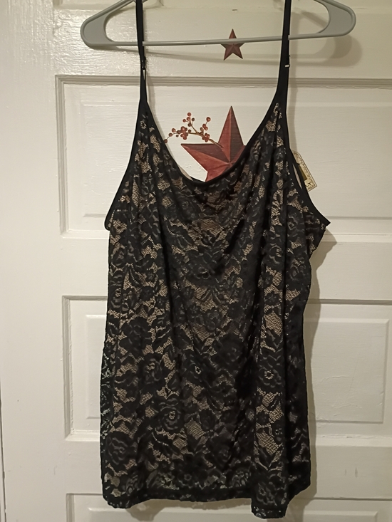 Maurices Tops - Maurices Black Lace Overlay Tank Top with Cream Lining 3x